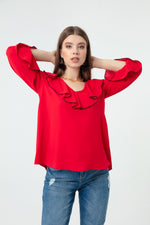 Female Collar And Arms Flywheel Blouse