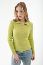 Women'S Polo Yaka Consplicity Knitwear Sweater