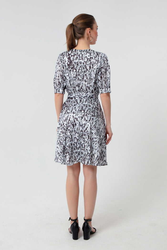 Female Short Sleeve Patterned Mini Dress