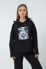 Woman İn Front Of Printed Sweatshirt