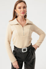 Women'S Collar Zipper Sweater