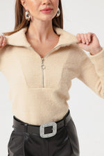 Women'S Collar Zipper Sweater