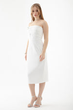 Female Double Bandage Single Shoulder Midi Evening Dress Dress