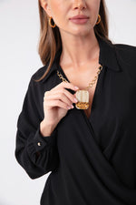 Blouse With Gold Necklace With Female Cruiser Collar