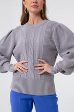 Female Bicycle Neckline Shirred Knitwear Sweater