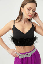 Woman Fine Hanger Furry Crop Blouse