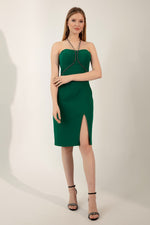 Midi Evening Dress With Women Stone Hanger