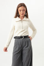 Women'S Collar Zipper Sweater