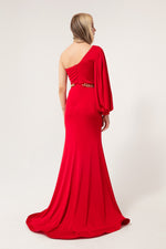 Woman One -Shoulder Chain Long Evening Dress Dress