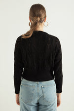 Female Bike Collar Openwork/Perforated Knitwear Sweater