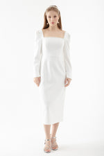 Female Square Collar Gospel Midi Evening Dress