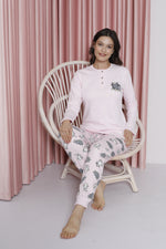 Women's Pajama Set Young Interlok Cat Patterned Paça Ribanli Cotton Seasonal W20492256