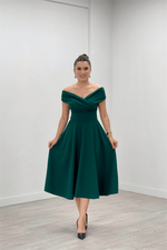 Kayak Collar Midi Dress - Emerald Green