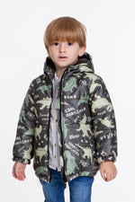 Kids Boy Coat Inside Welsoft Dinosaur Patterned Hat Mont Ak2509