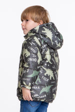 Kids Boy Coat Inside Welsoft Dinosaur Patterned Hat Mont Ak2509