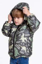 Kids Boy Coat Inside Welsoft Dinosaur Patterned Hat Mont Ak2509