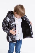 Kids Boy Coat Inside Welsoft Dinosaur Patterned Hat Mont Ak2509