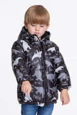 Kids Boy Coat Inside Welsoft Dinosaur Patterned Hat Mont Ak2509