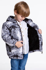 Kids Boy Coat Inside Welsoft Dinosaur Patterned Hat Mont Ak2509