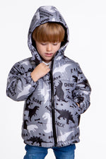 Kids Boy Coat Inside Welsoft Dinosaur Patterned Hat Mont Ak2509