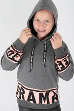 Kids Girl Drama Printed Sweat Long Sleeve Hooded Sweatshirt Cotton AK1343333