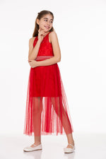 Girls' pearl stone tulle trend evening dress ak2229