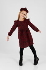 Girl Leopard Patterned Ruffle Detailed Hat Trend Dress AK2401