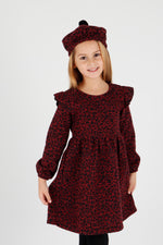 Girl Leopard Patterned Ruffle Detailed Hat Trend Dress AK2401