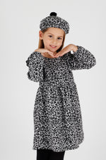 Girl Leopard Patterned Ruffle Detailed Hat Trend Dress AK2401