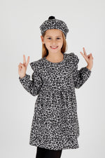 Girl Leopard Patterned Ruffle Detailed Hat Trend Dress AK2401