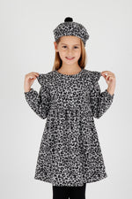 Girl Leopard Patterned Ruffle Detailed Hat Trend Dress AK2401