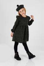 Girl Leopard Patterned Ruffle Detailed Hat Trend Dress AK2401