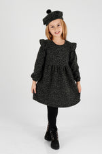 Girl Leopard Patterned Ruffle Detailed Hat Trend Dress AK2401