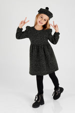 Girl Leopard Patterned Ruffle Detailed Hat Trend Dress AK2401