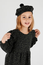 Girl Leopard Patterned Ruffle Detailed Hat Trend Dress AK2401