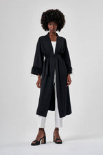 Furry Sleeves Black Kimono