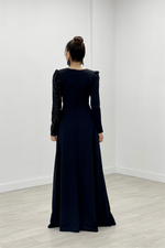 Crepe Fabric Sequin Detailed Dress - Black