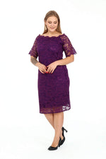 Large Size Guipure Evening Dress Gown DD789Purple