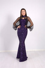 Double -Use Dress With Bustier With Sequin Strap - Purple