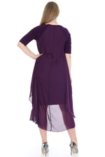 Plus Size Chffon Midi Dress  KL7052 purple