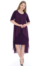 Plus Size Chffon Midi Dress  KL7052 purple