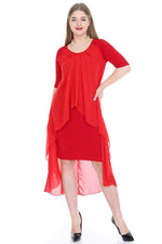 Plus Size Chffon Midi Dress  KL7052 Red