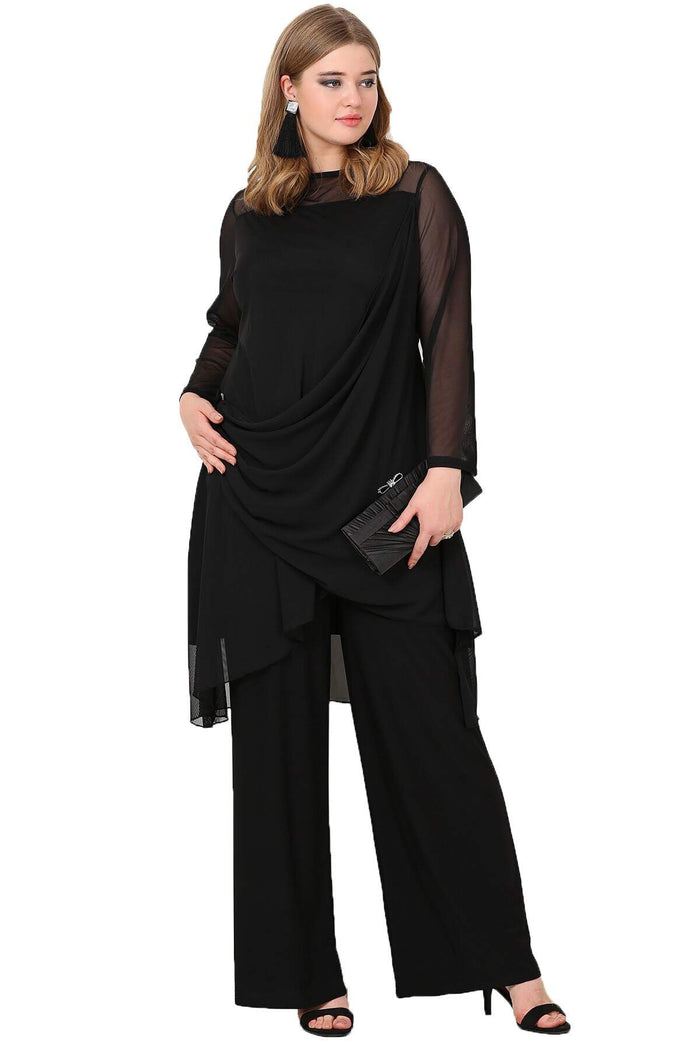 Plus Size Evening Trousers Tunic Suit KL7894