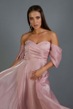 Angelino Powder Low Sleeve Organze Engagement Evening Dress