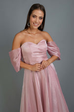 Angelino Powder Low Sleeve Organze Engagement Evening Dress