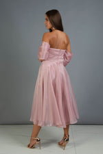 Angelino Powder Low Sleeve Organze Engagement Evening Dress