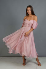 Angelino Powder Low Sleeve Organze Engagement Evening Dress