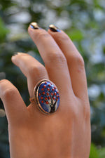 Hand Painted Tile Adjustable Women's Ring