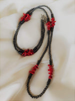 Hematite Coral Sailor Lock Evil Eye and Healing Necklace