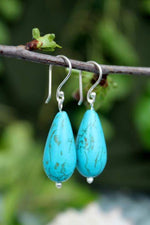 Turquoise Creative Expression Natural Stone Silver Drop Ladies Earrings